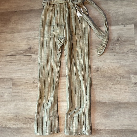 $128 NWT FREE PEOPLE ONE BALLAST STRIPED BELTED OVERALL JUMPSUIT MOSS Sz S - Picture 3 of 11